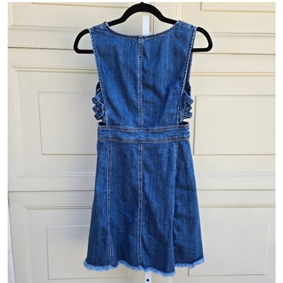 Pacsun Denim Cutout Dress Button Front Raw Hem size Small - Picture 5 of 16